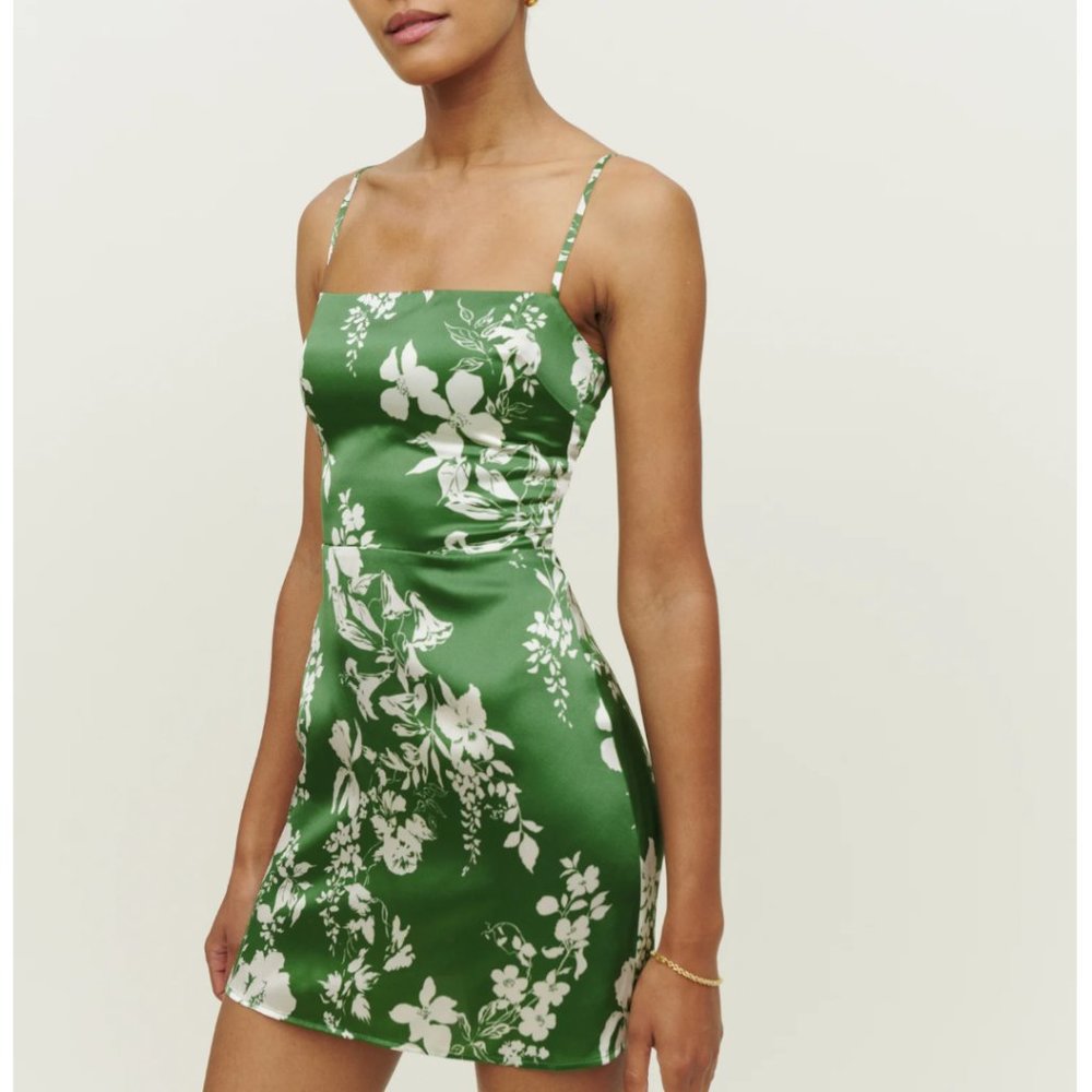 Reformation Green Floral Midi Dress